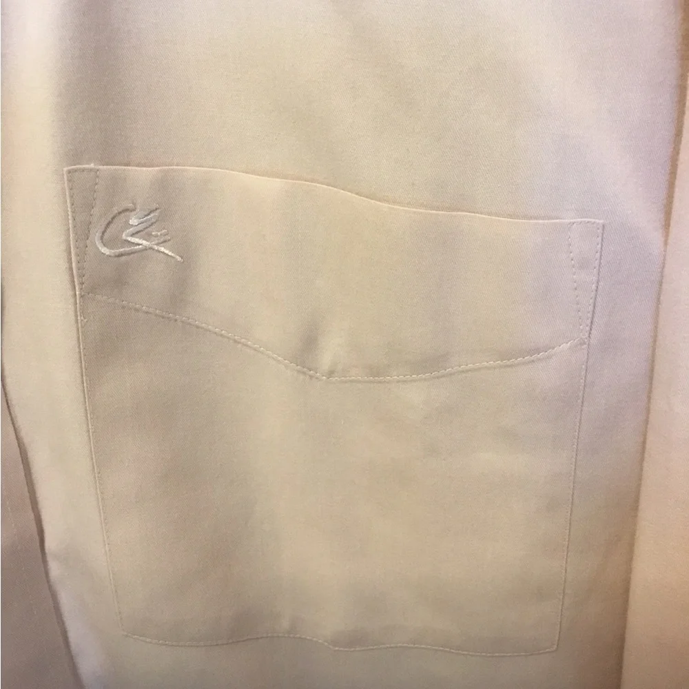Men’s Cream/Pink Dress Shirt 16.5 pale, pink Button down button cuffs